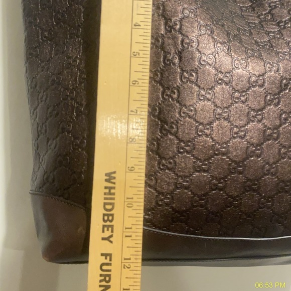 Gucci Y2K GG Monogram Metallic Brown Coated Canvas Leather Tote Bag Italy - Picture 2 of 14